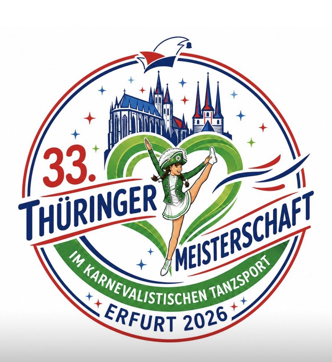Logo der 33. Thüringer Meisterschaft im karnevalistischen Tanzsport in Erfurt 2026